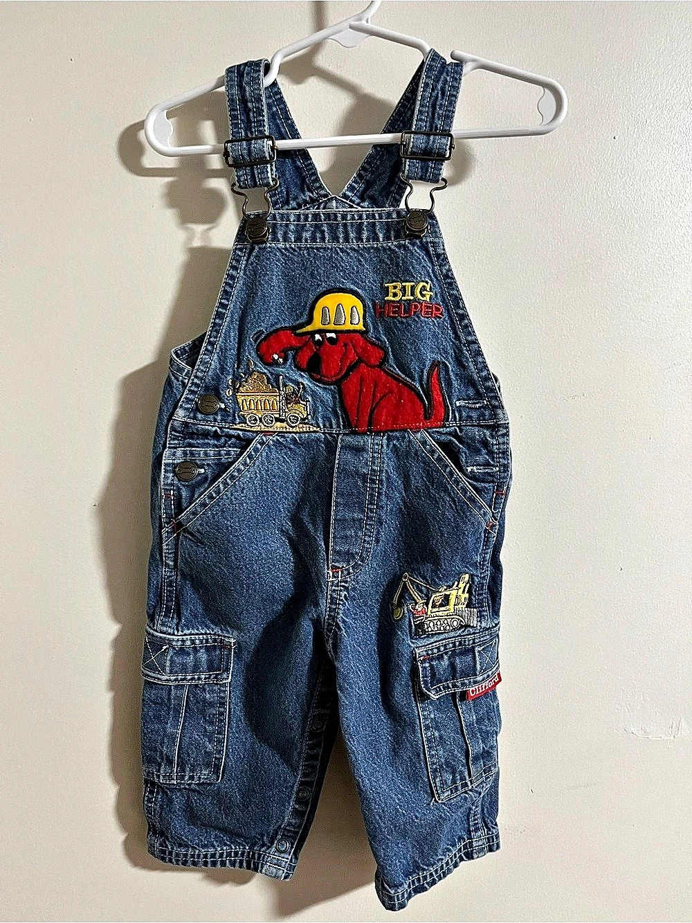 Rare 90’s Vintage Clifford the Big Red Dog Denim Overalls Boys 12M
